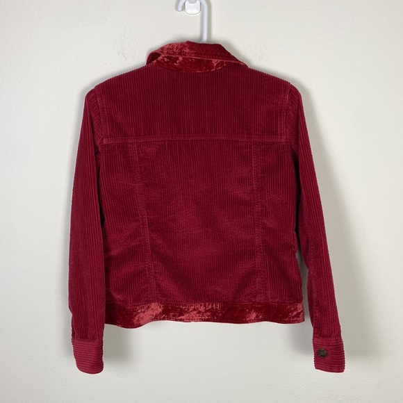 J. Jill Red Corduroy Trucker Jacket Button Up Women's XS Academia Cottage Casual - Picture 7 of 9